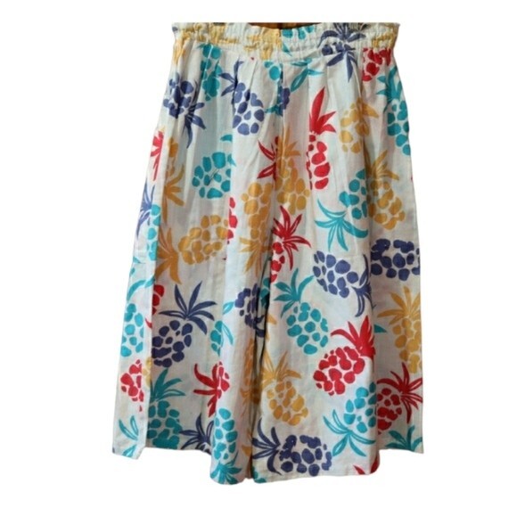 Jaclyn Smith Rainbow Pineapple Wide Leg Culotte Shorts Secret Pants Vintage 90s - Picture 9 of 9